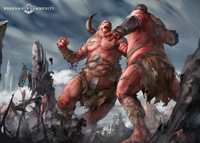 Warhammer Age Of Sigmar – Tête De Lance : Sons Of Behemat – 3 Gargants Mancrusher – Boîte De Démarrage Armée – Figurines à Monter Et Peindre