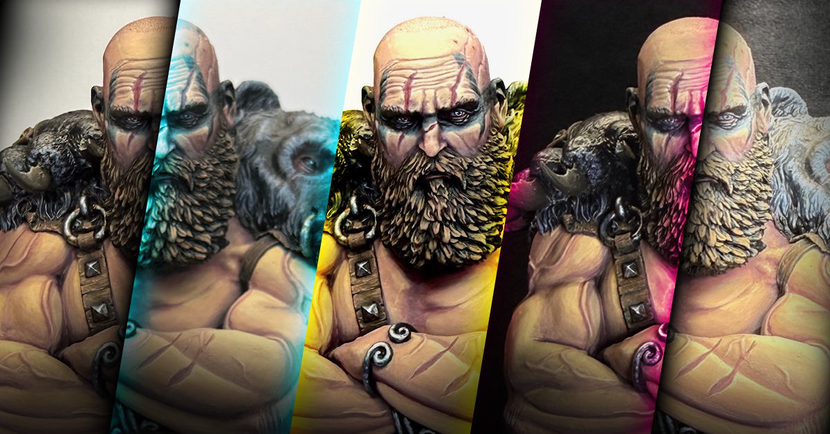 Various Lighting Qualities of the Same Miniature Viking Bust